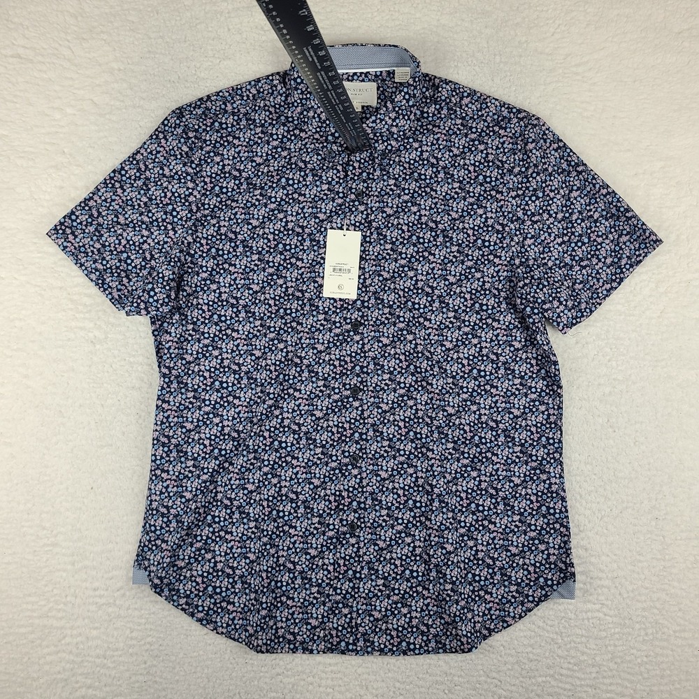 ConStruct Shirt Mens Large Slim Fit 4 Way Stretch Liberty Floral Hawaiian Preppy
